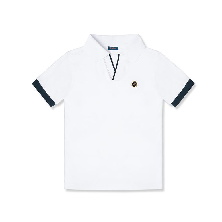 WOMEN REGULAR-FIT OPEN COLLAR POLO SHIRT WHITE