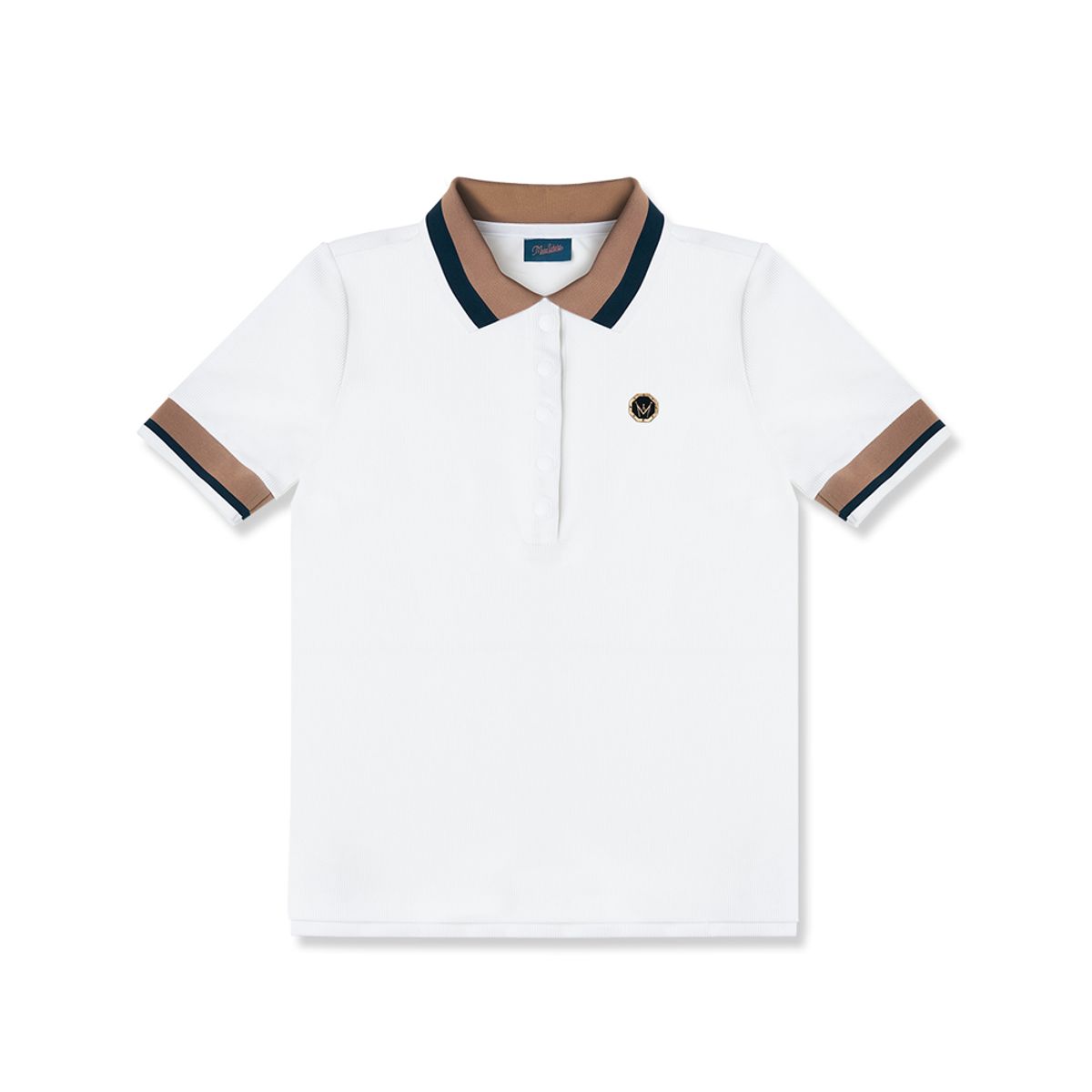 미스페라(MEASPHERA) WOMEN REGULAR-FIT RIBBED POLO SHIRT WHITE