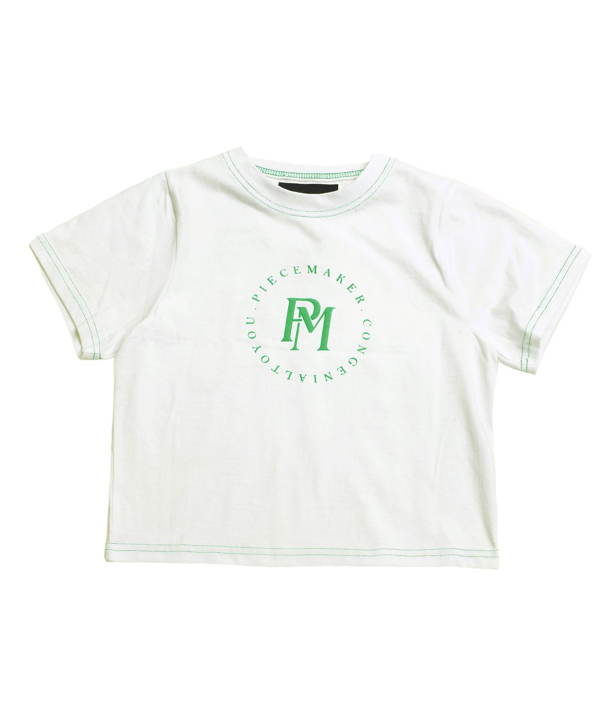 피스메이커(PIECE MAKER) CIRCLE LOGO STITCH CROP TEE (IVORY)