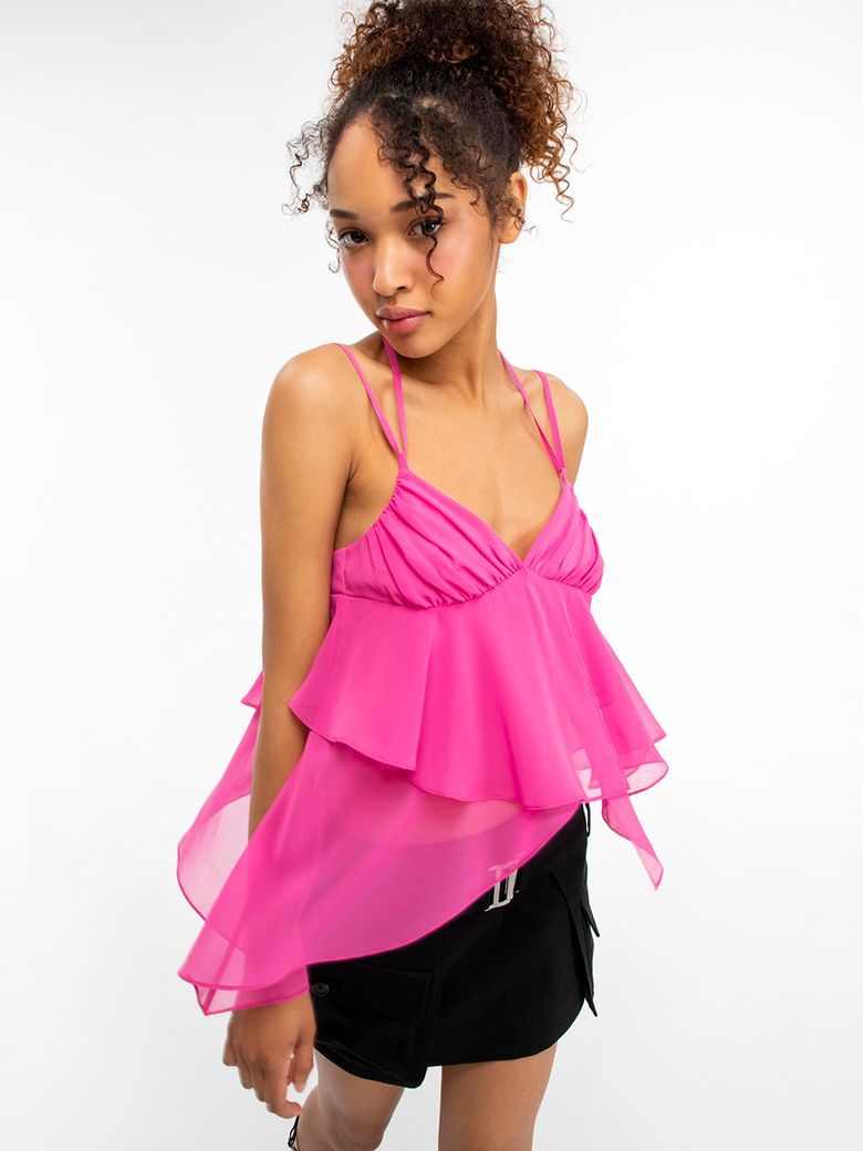 Chiffon layered blouse (PINK)