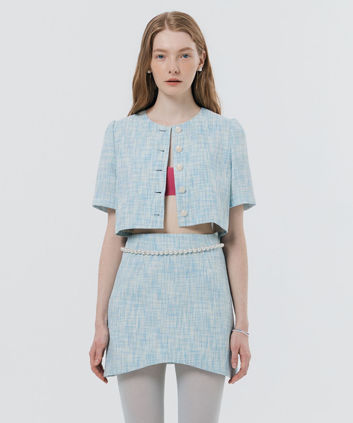 실른(SILN) Tweed mini skirt (BLUE)
