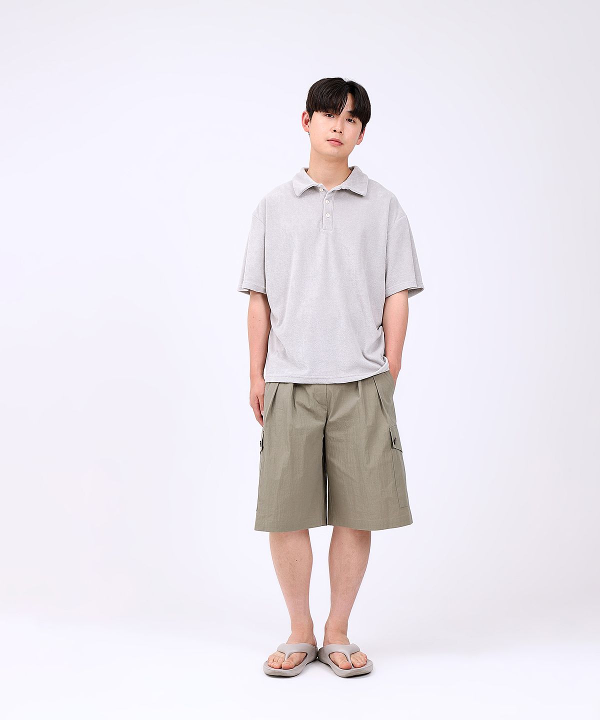 플로피엔디스크(FLOPPY&DISK) Wide Cargo pants_light khaki M