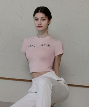 여성 요가복 DEVI-T0085-살몬핑크 필라테스 딜라잇 코튼 크롭티