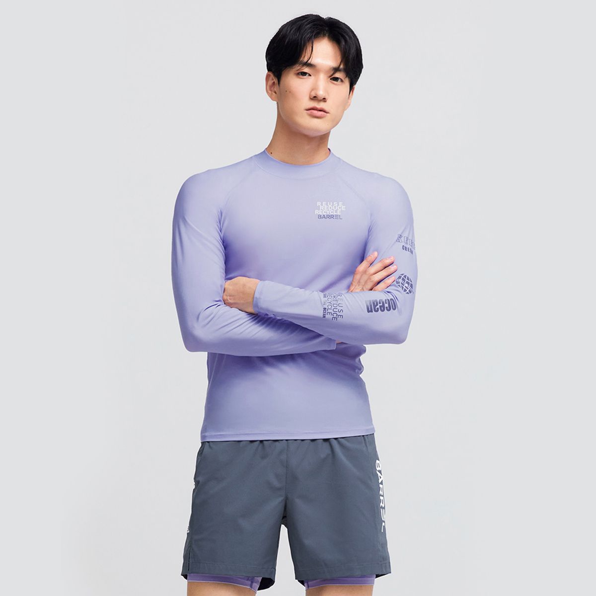 배럴(BARREL) 맨 에센셜 래쉬가드 퓨어퍼플 (BI2MWRG12PRP)