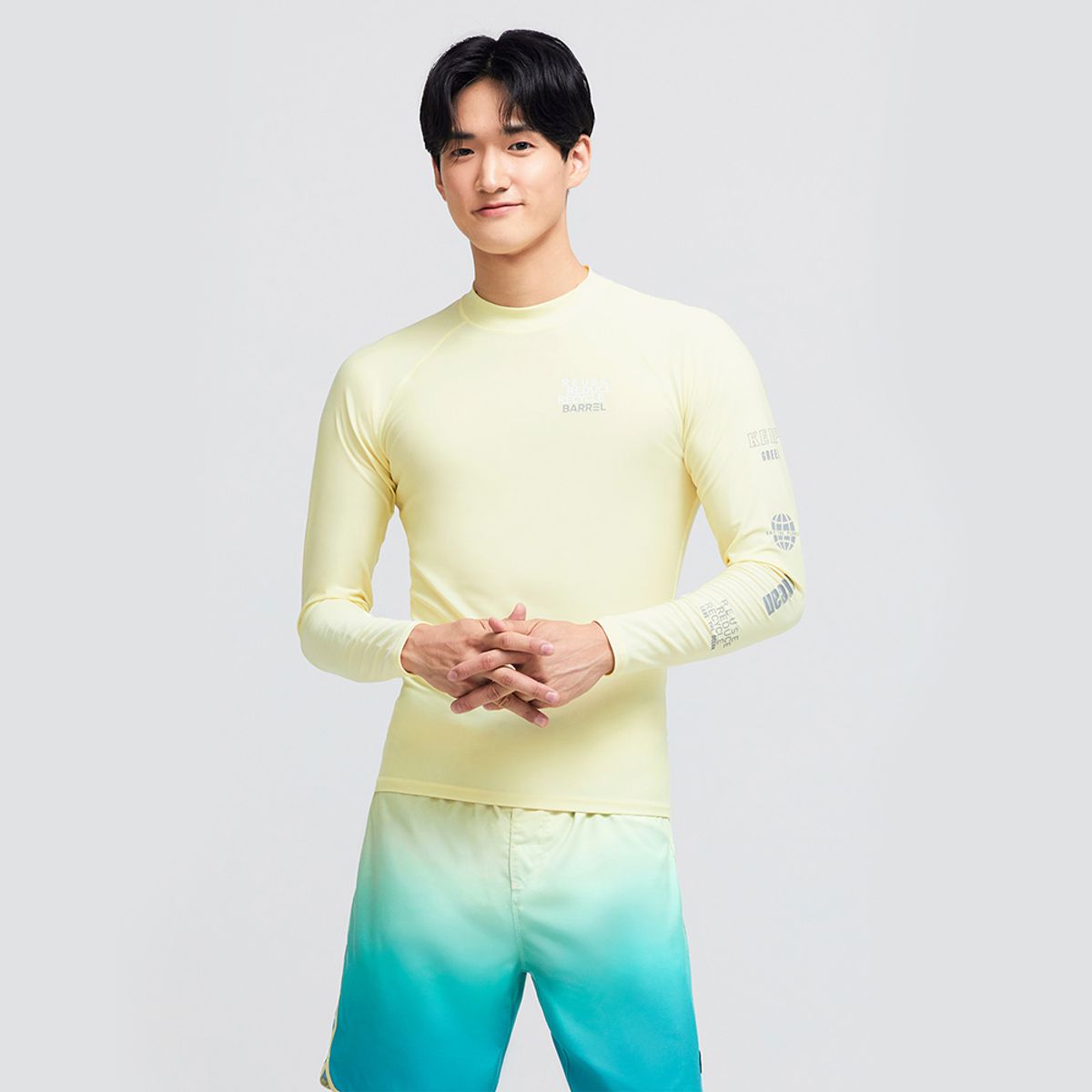 배럴(BARREL) 맨 에센셜 래쉬가드 라이트옐로우 (BI2MWRG12LYL)
