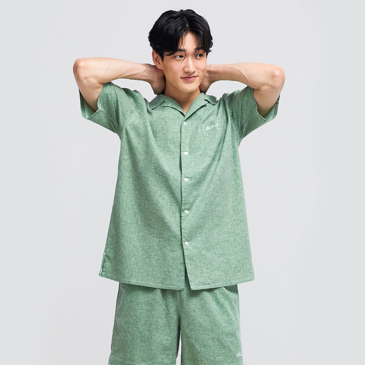 배럴(BARREL) 유니섹스 오션 셋업 셔츠 그린큐브 (BI2UWSH01GNC)