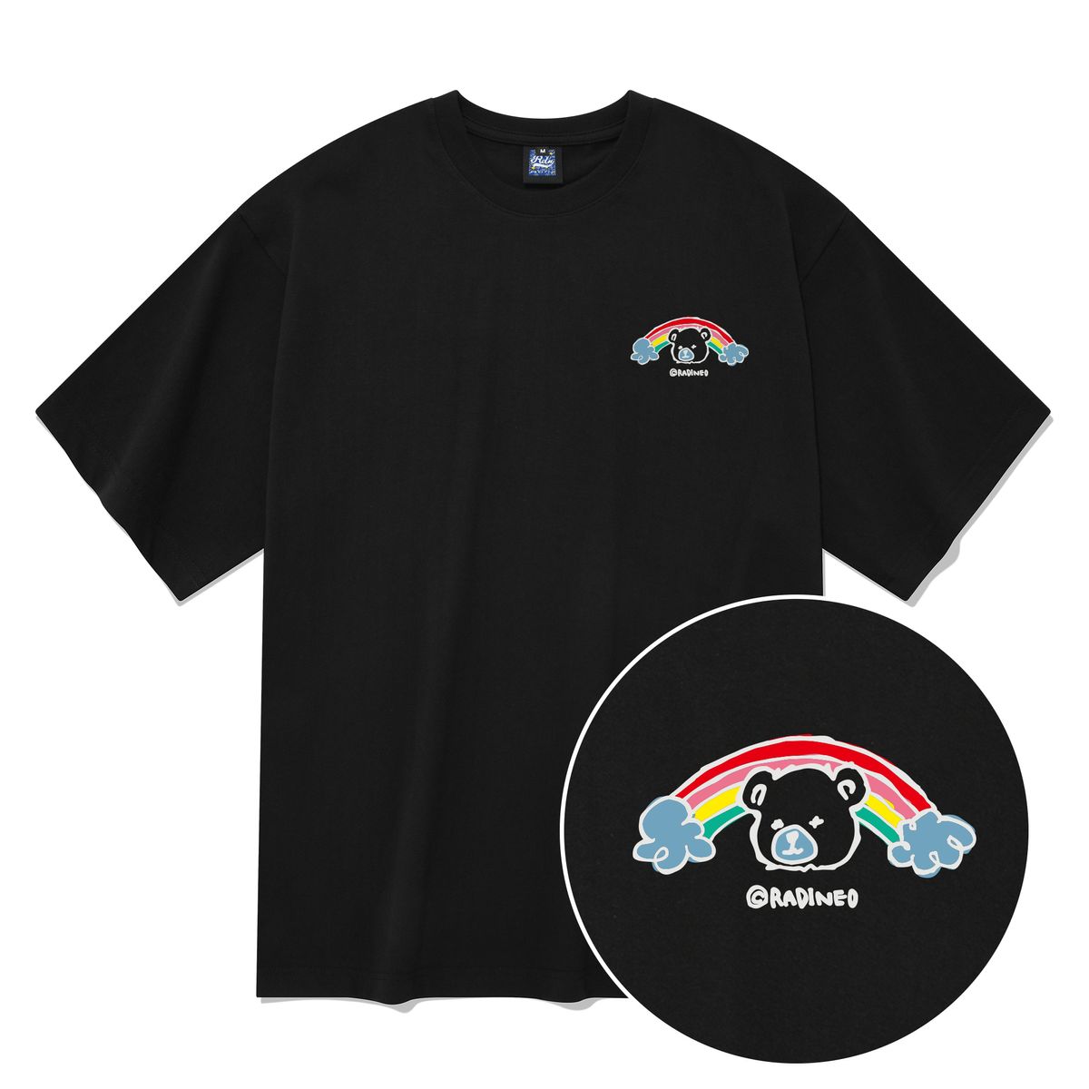 라디네오(RADINEO) 레인보우 베어 반팔 티셔츠 블랙