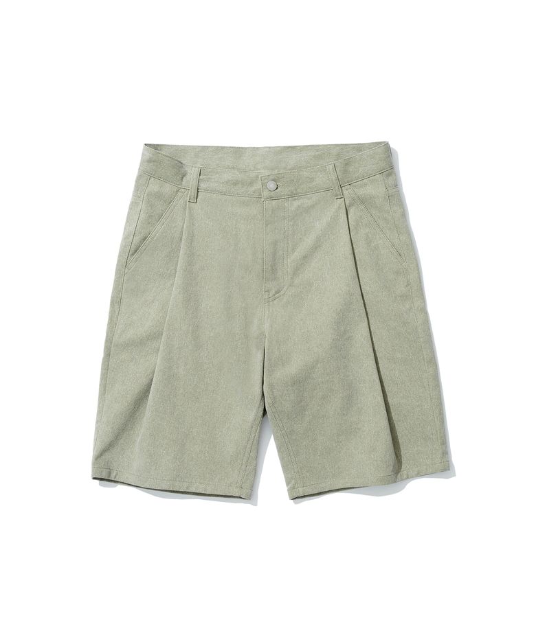 VINTAGE ONE TUCK PIGMENT SHORTS - KHAKI