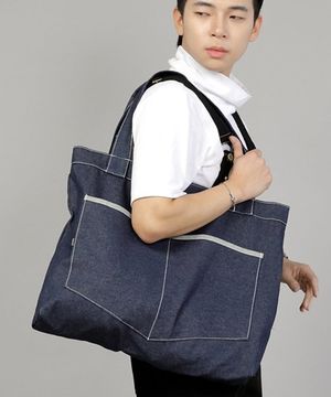 펜타곤 포켓 빅사이즈 에코백 PP-108 인디고 데님 WHS