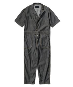 오버라운드 퍼티그 반팔 점프슈트 OF-501S 그레이블랙 데님 BRS