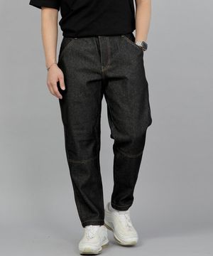 테이퍼드 커팅크롭 하프밴드 팬츠 TCH-326  블랙 데님 BRS