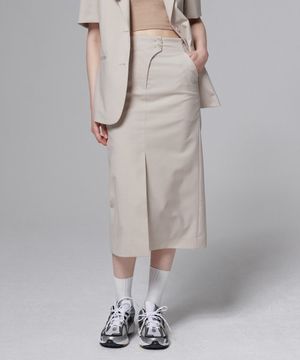 썸머울 미디 스커트 베이지