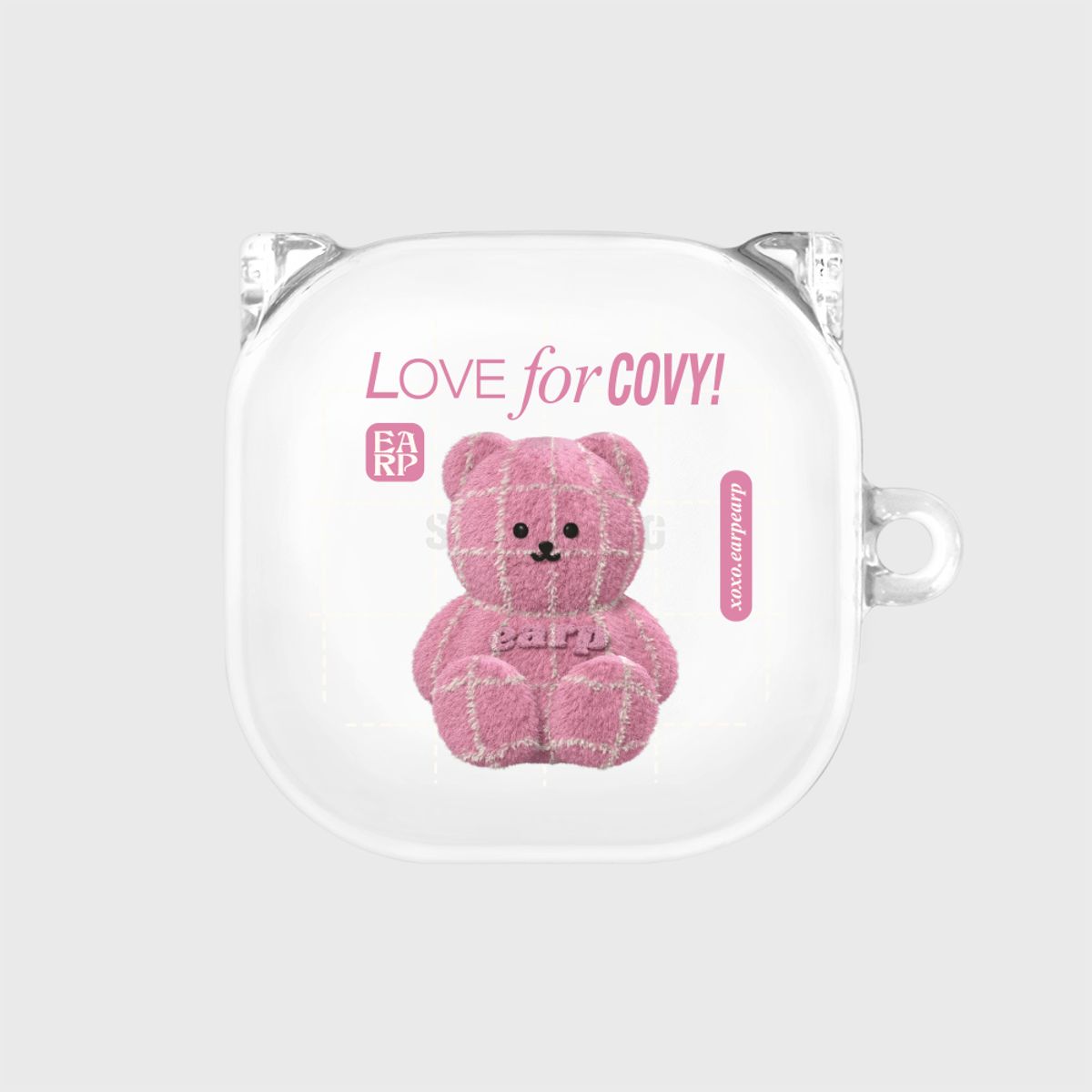 어프어프(EARPEARP) GRID FUR PINK COVY(버즈-클리어하드)