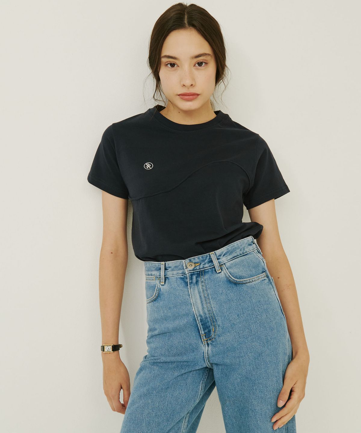 쏘이르(SO IR) LINE TUCK T-SHIRT - NAVY