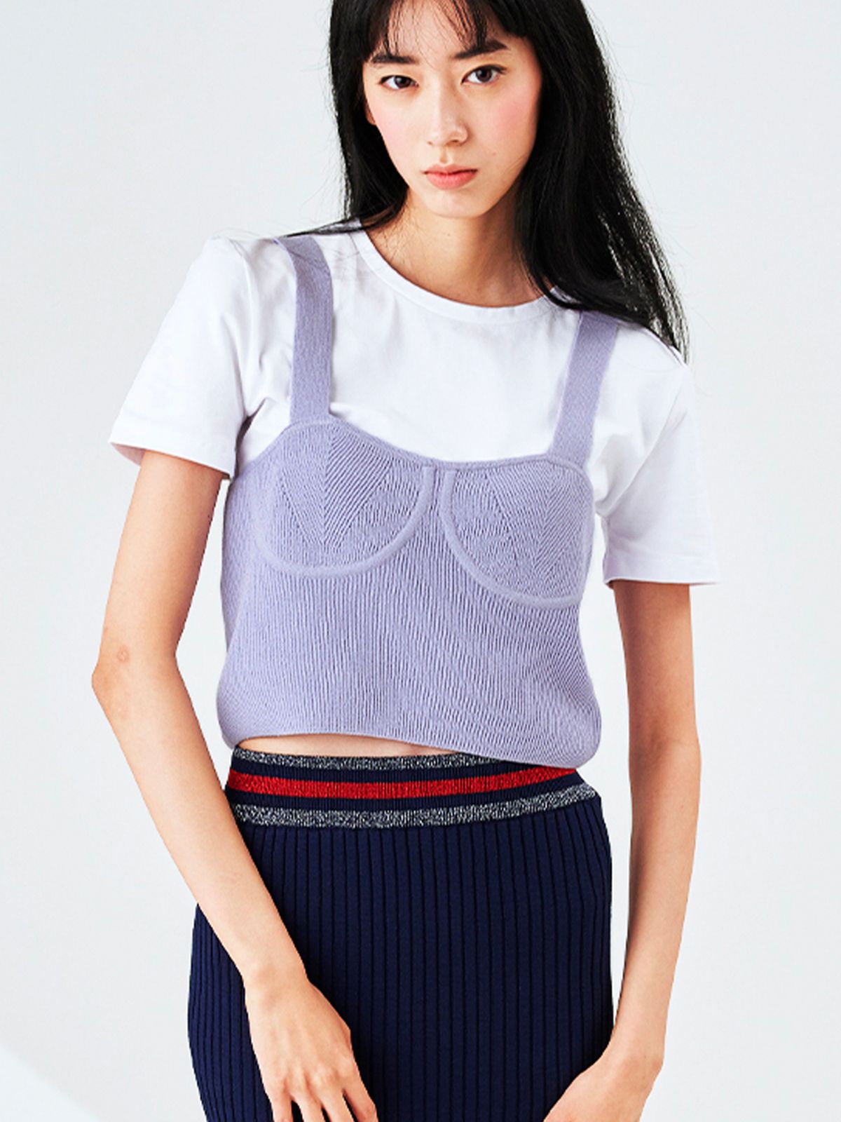 로희어패럴(ROHEE APPAREL) 뷔스티에 니트 탑 / 바이올렛