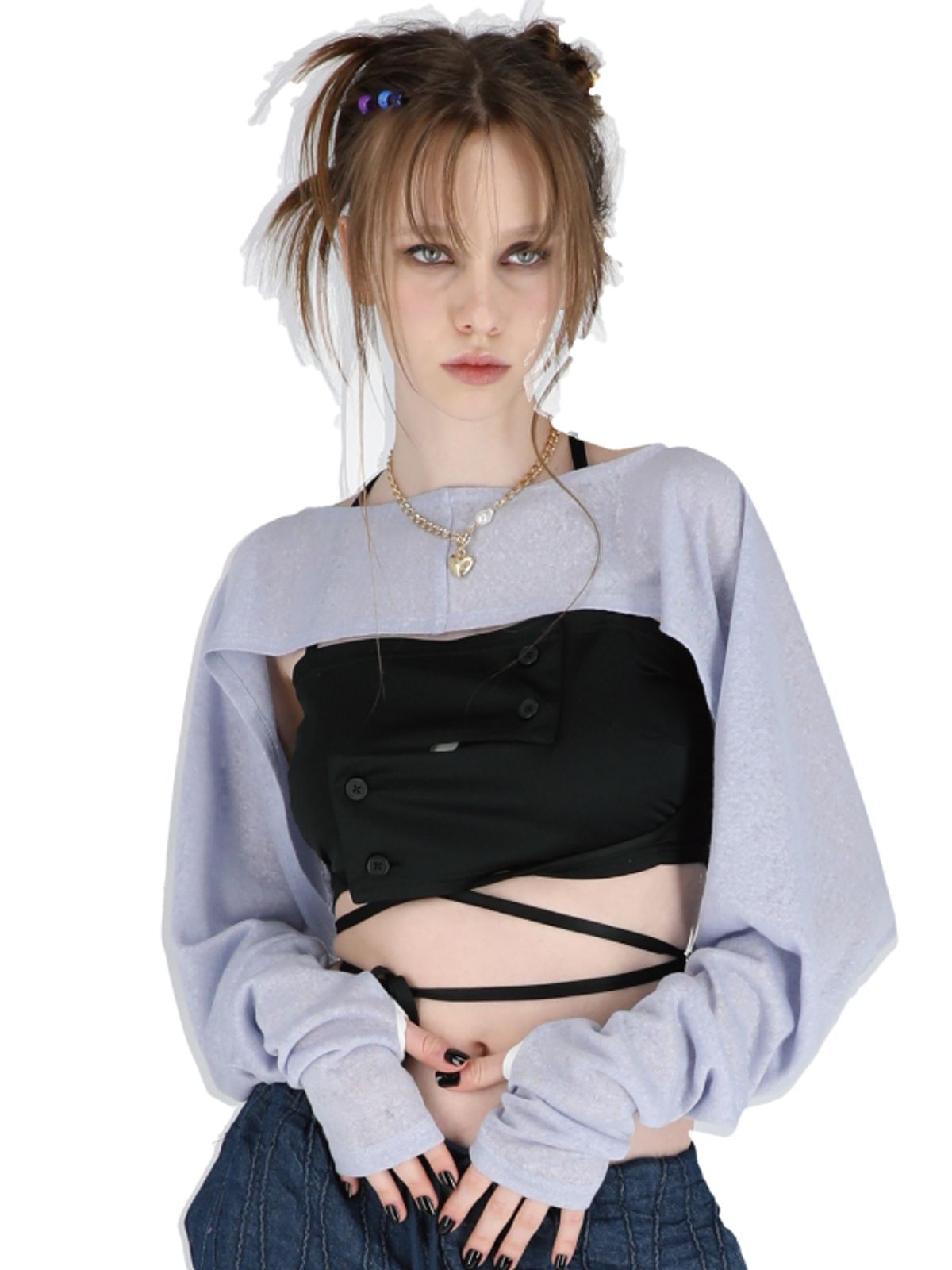 쎄쎄쎄(SETSETSET) 2 WAY LINEN BOLERO LIGHT BLUE