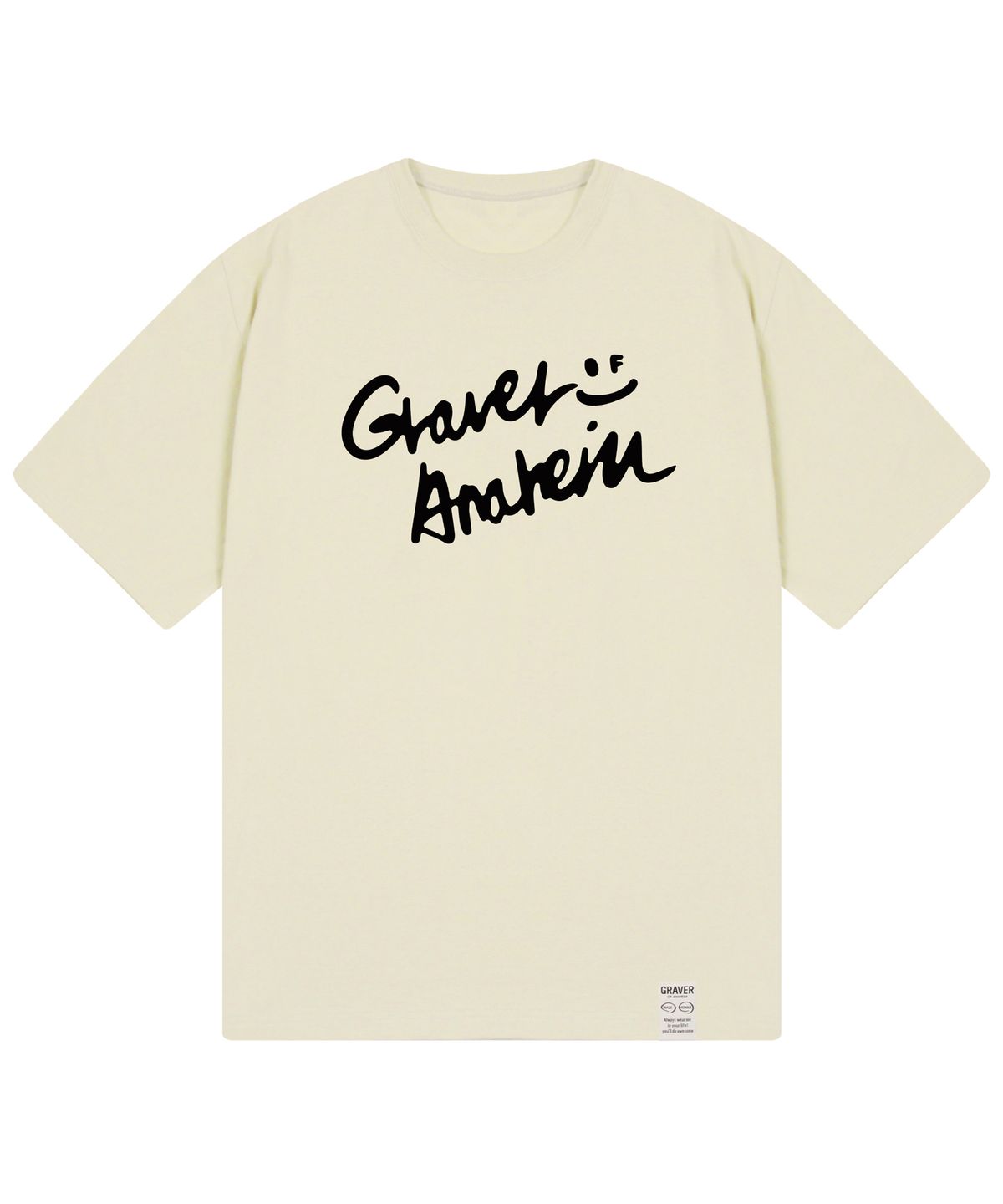 그레이버(GRAVER) [UNISEX]드로잉 로고 스마일 반팔티_샌드베이지