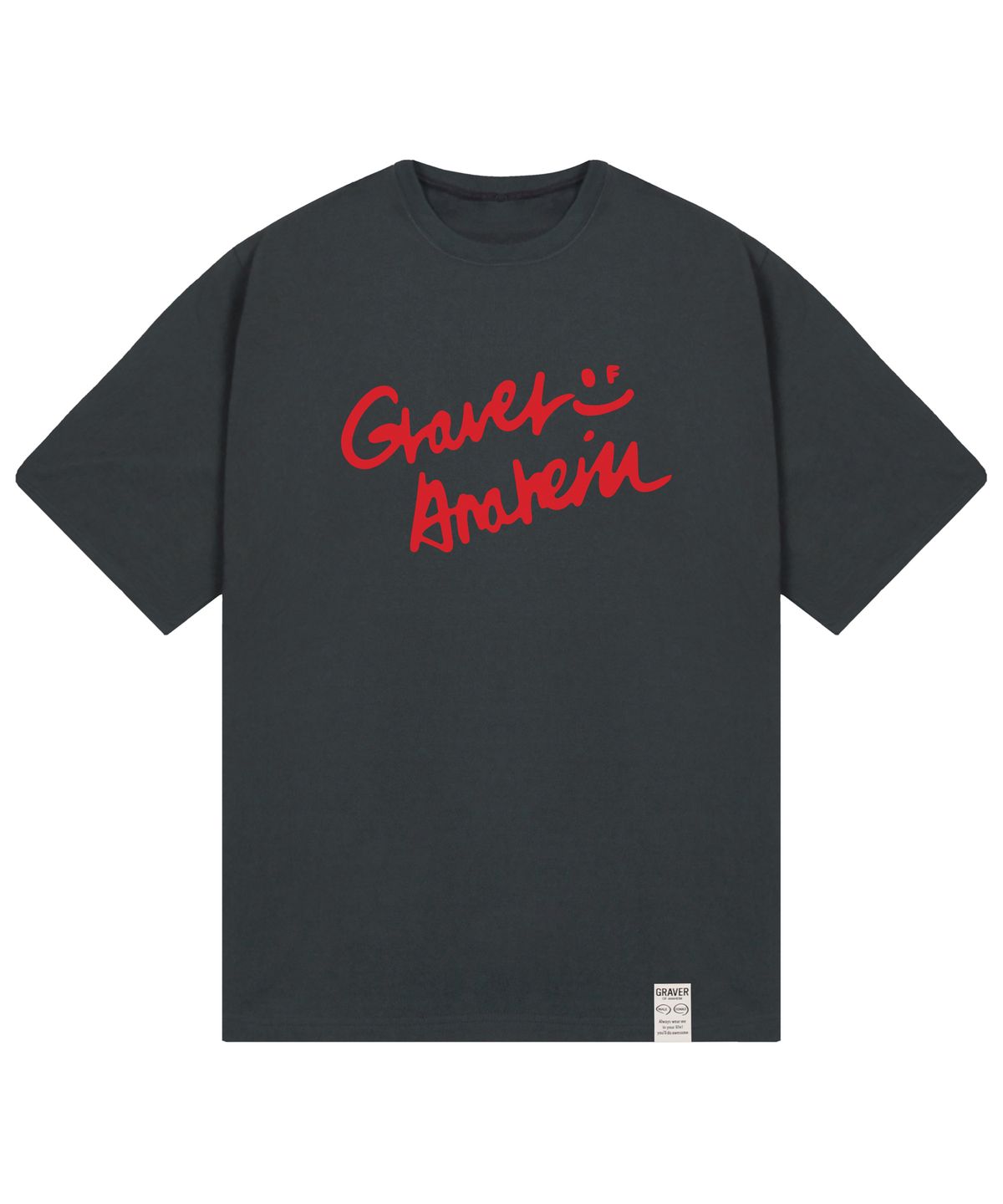 그레이버(GRAVER) [UNISEX]드로잉 로고 스마일 반팔티_차콜