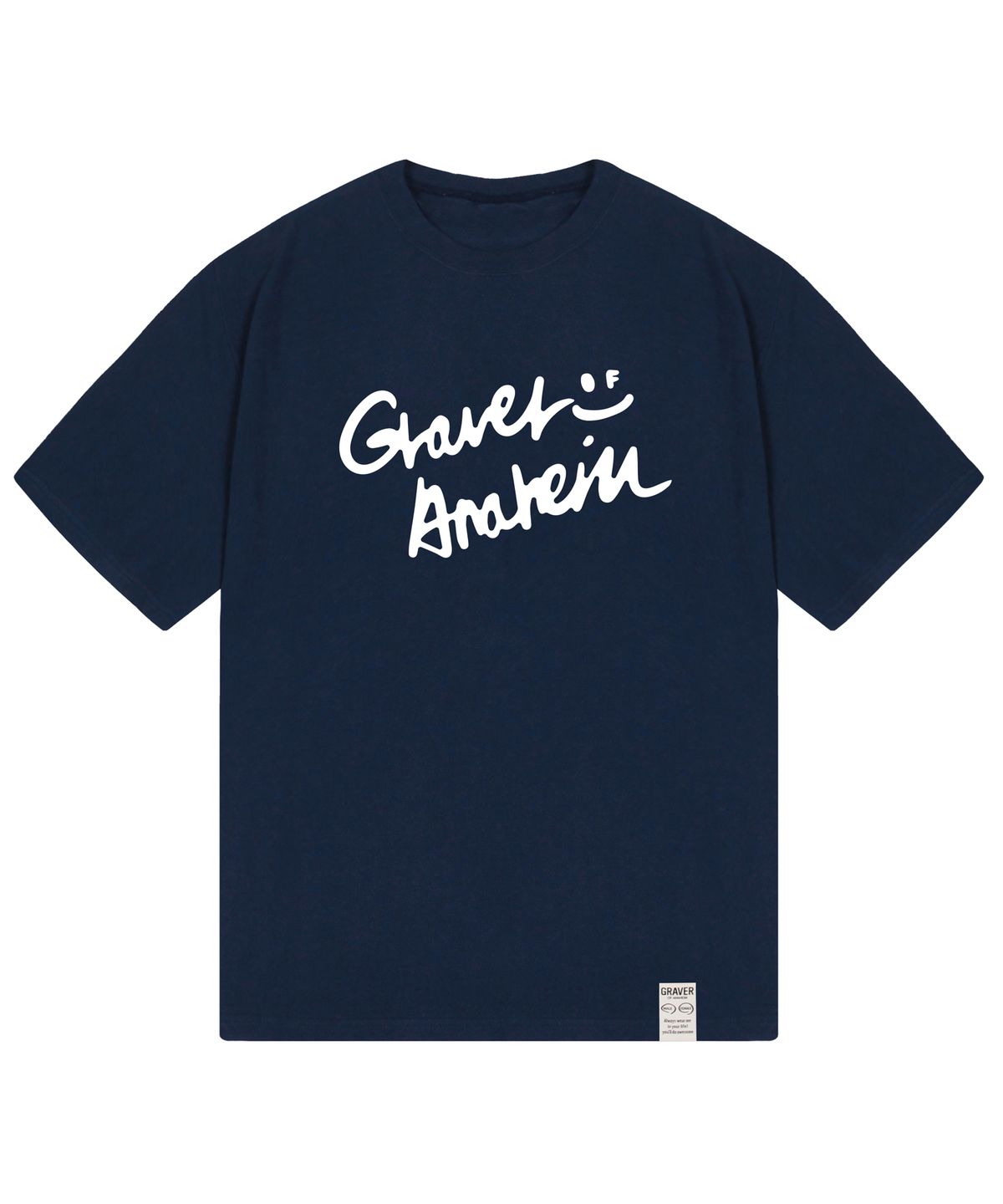 그레이버(GRAVER) [UNISEX]드로잉 로고 스마일 반팔티_네이비