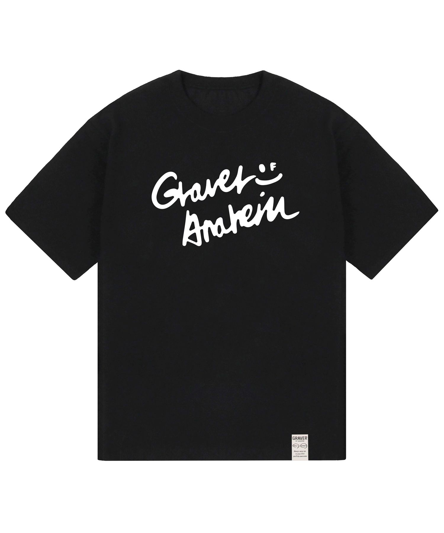 [GRAVER]韓国人気★2-PACK DRAWING SMILE LOGO SHORT SLEEVE TEE GRAVER]☆韓国人気☆DRAWING LOGO SMILE SLIM SHORT SLEEVE TEE