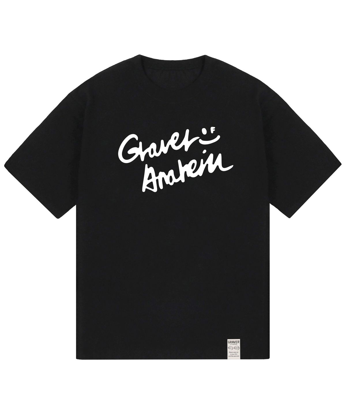 그레이버(GRAVER) [UNISEX]드로잉 로고 스마일 반팔티_블랙