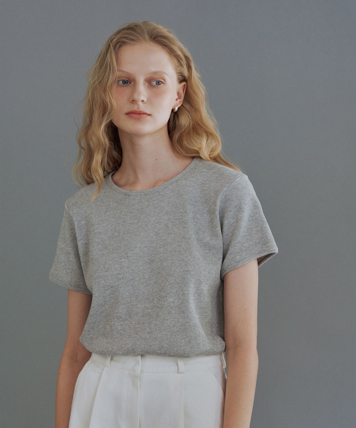 유라고(URAGO) Waffle half t-shirt