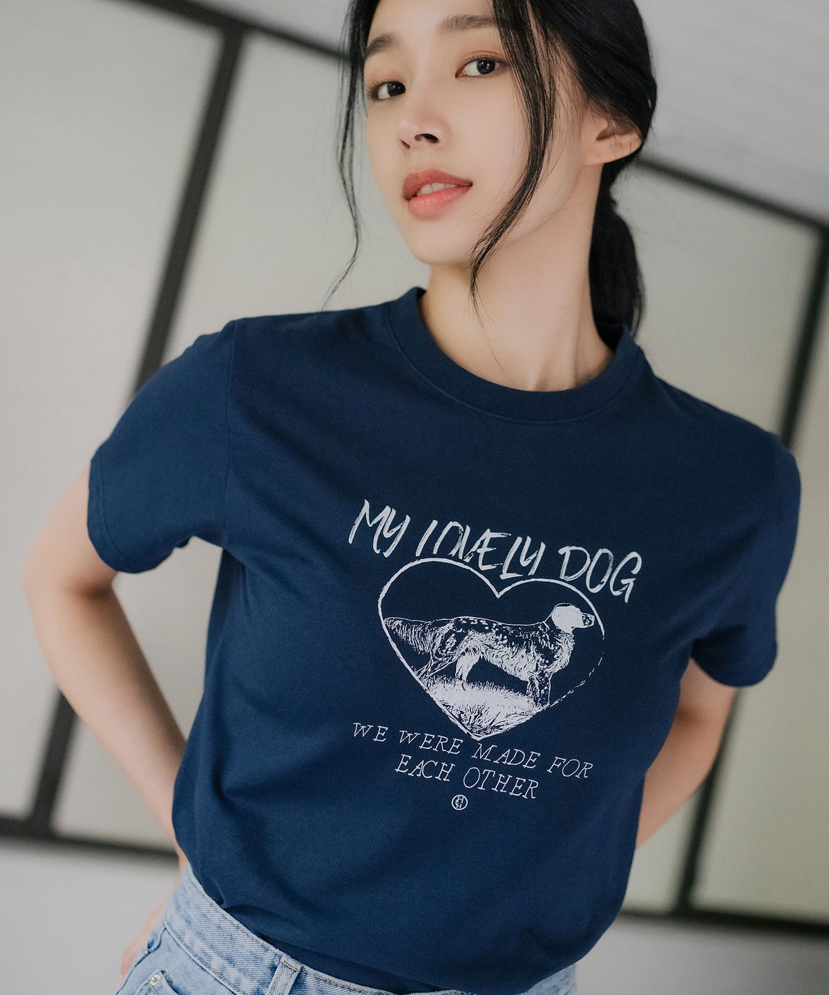 하드코어 해피니스(HARDCORE HAPPINESS) MY LOVELY DOG TEE_NAVY