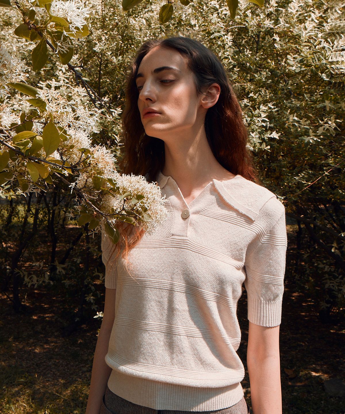 리이(RE RHEE) SAILOR COLLAR KNITTED BLOUSE SHELL