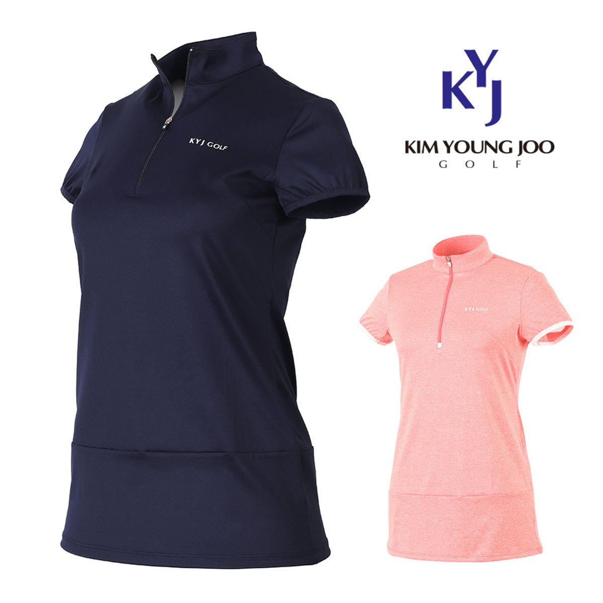 김영주 골프(KIM YOUNG JOO GOLF) 여름 하프집업 여성 골프 반팔티셔츠 GGMLTS41