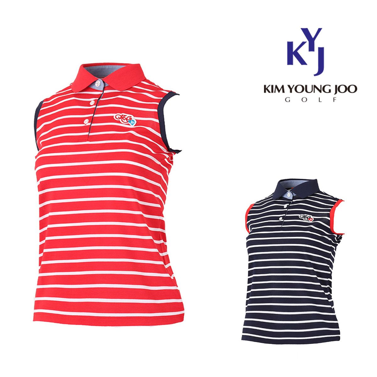 김영주 골프(KIM YOUNG JOO GOLF) 여름 카라 민소매 여성골프티셔츠 GIMLTS43