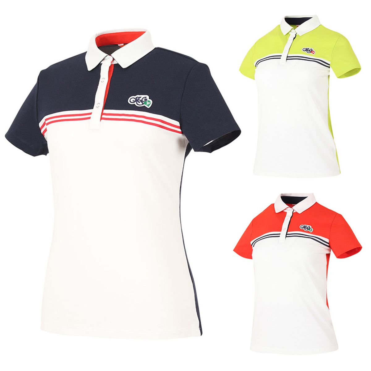 김영주 골프(KIM YOUNG JOO GOLF) 여름 컬러블럭 여성 골프티셔츠 GIMLTS58