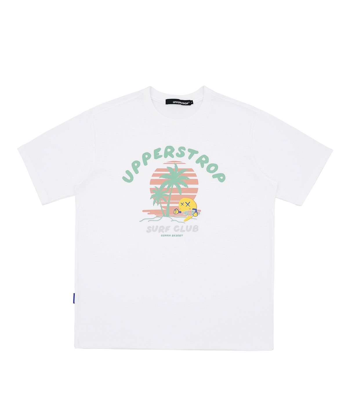 어퍼스트롭(UPPERSTROP) [UP9601] SURF CLUB 비치 팜트리 티셔츠 화이트