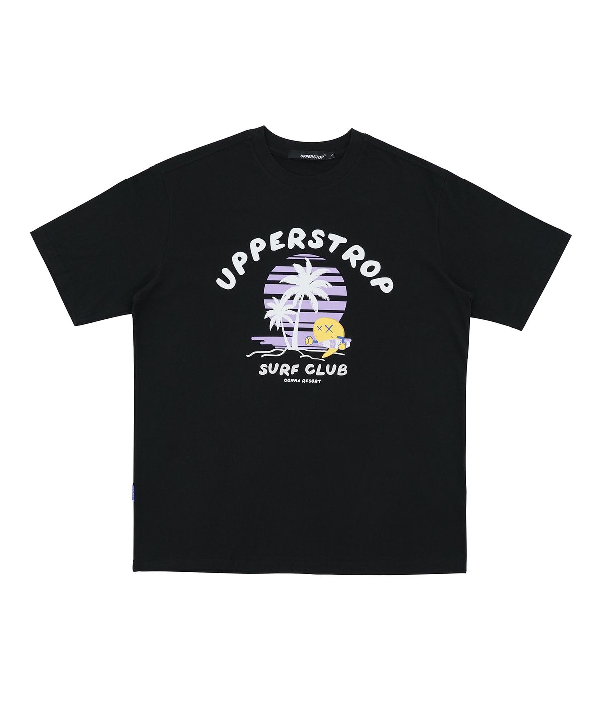 어퍼스트롭(UPPERSTROP) [UP9603] SURF CLUB 비치 팜트리 티셔츠 블랙