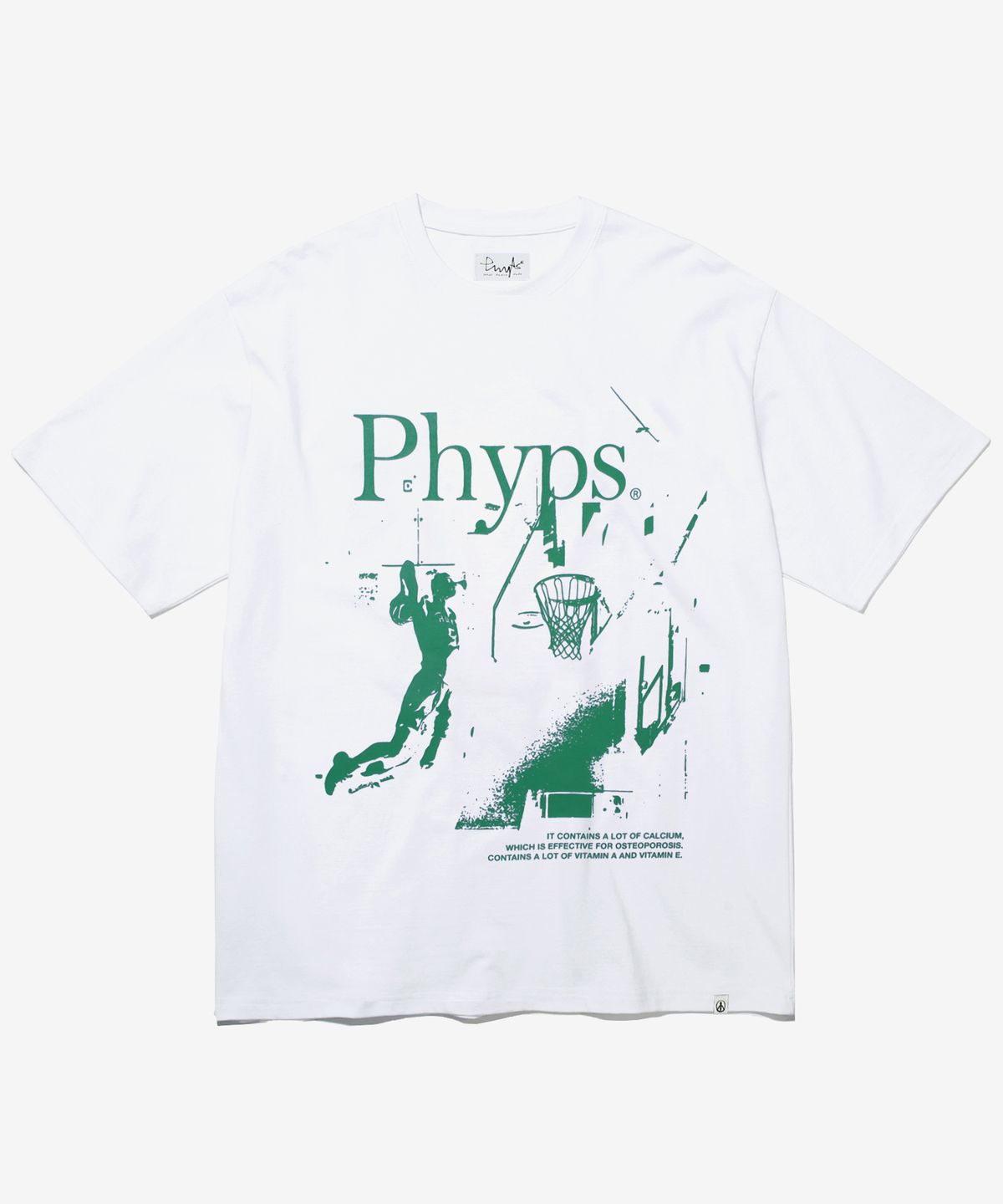 피지컬 디파트먼트(PHYSICAL DEPARTMENT) 베스킷볼 덩크슛 반팔티셔츠_화이트/그린
