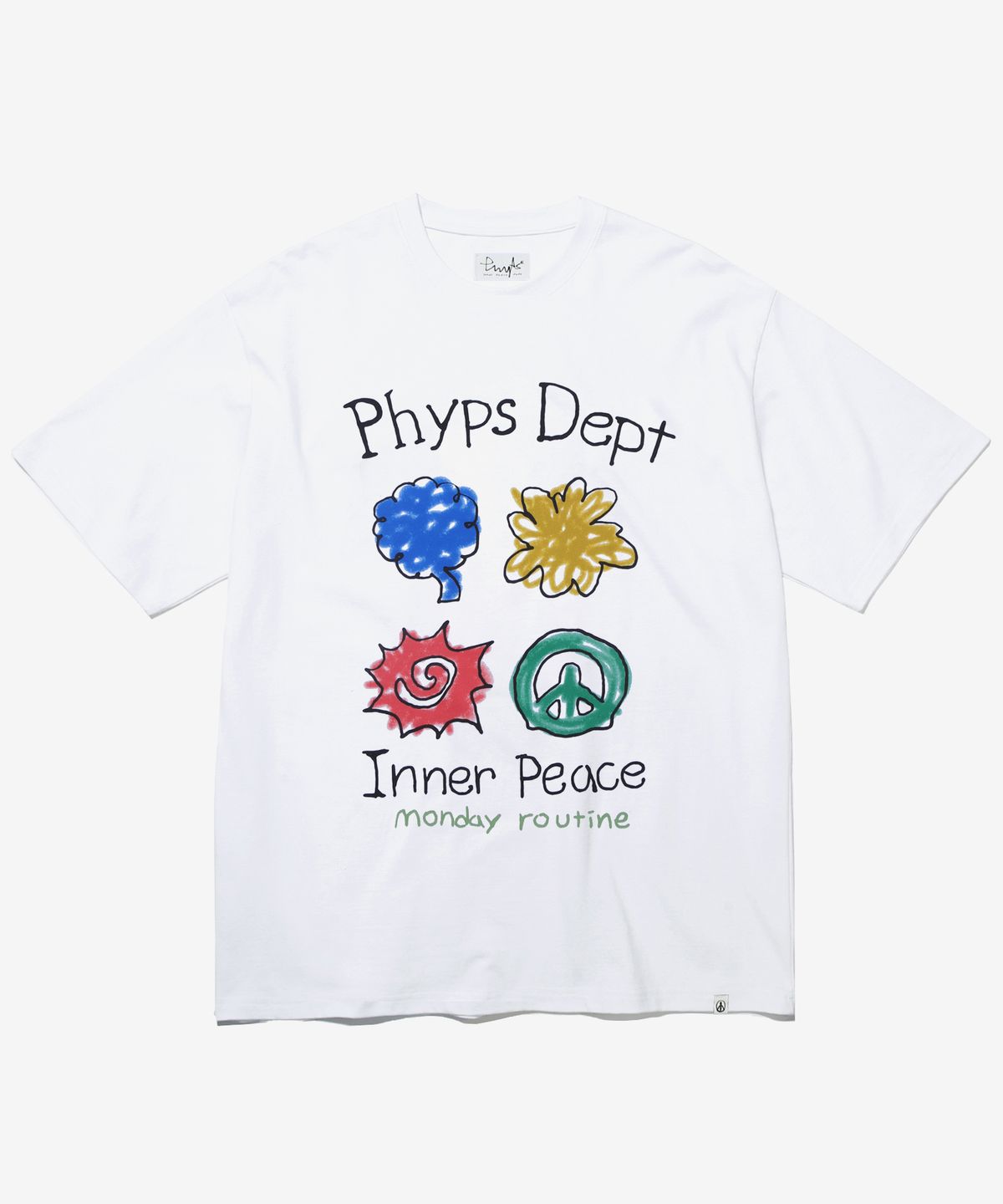 피지컬 디파트먼트(PHYSICAL DEPARTMENT) 크래용 이모지 반팔티셔츠_화이트
