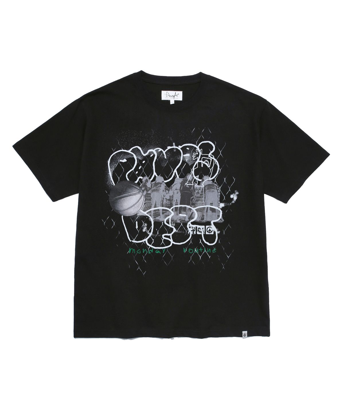 피지컬 디파트먼트(PHYSICAL DEPARTMENT) 베스킷볼 컬리지 반팔티셔츠_블랙/화이트