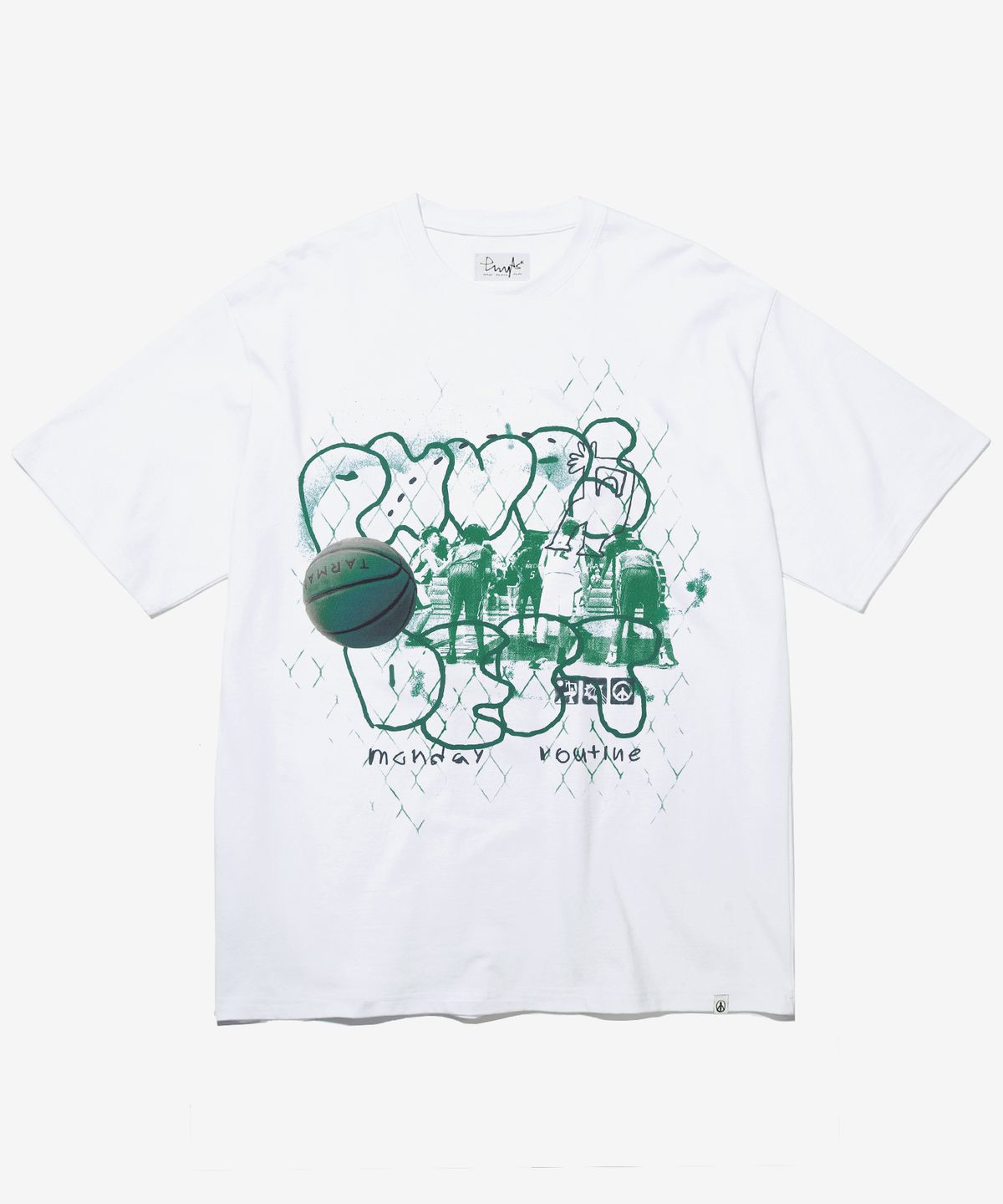 피지컬 디파트먼트(PHYSICAL DEPARTMENT) 베스킷볼 컬리지 반팔티셔츠_화이트
