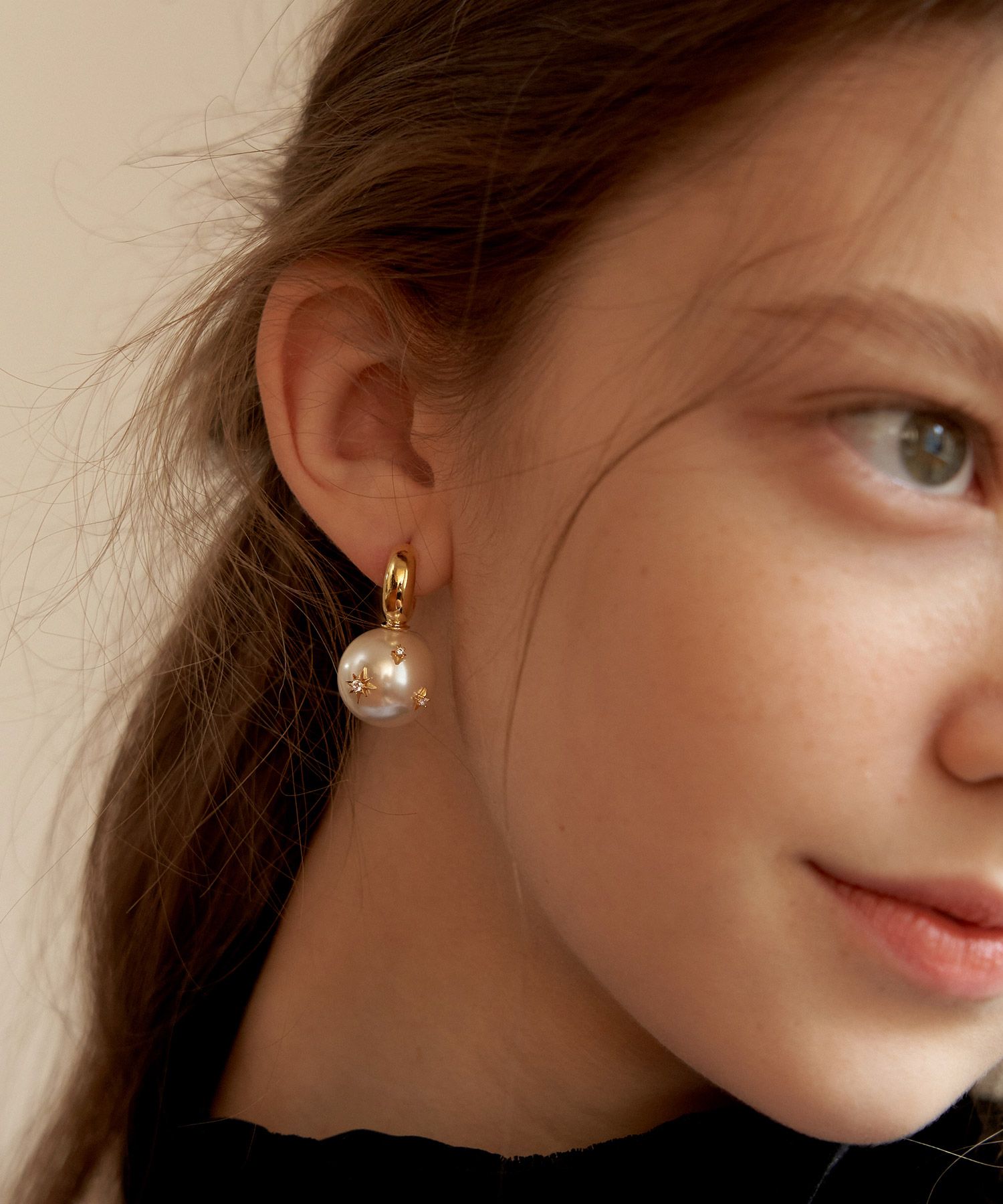 イヤリング TATIANA Mignon Etoile pearl hoop earrings EC1685 MUSINSA | TATIANA Mignon Etoile pearl hoop earrings_EC1685