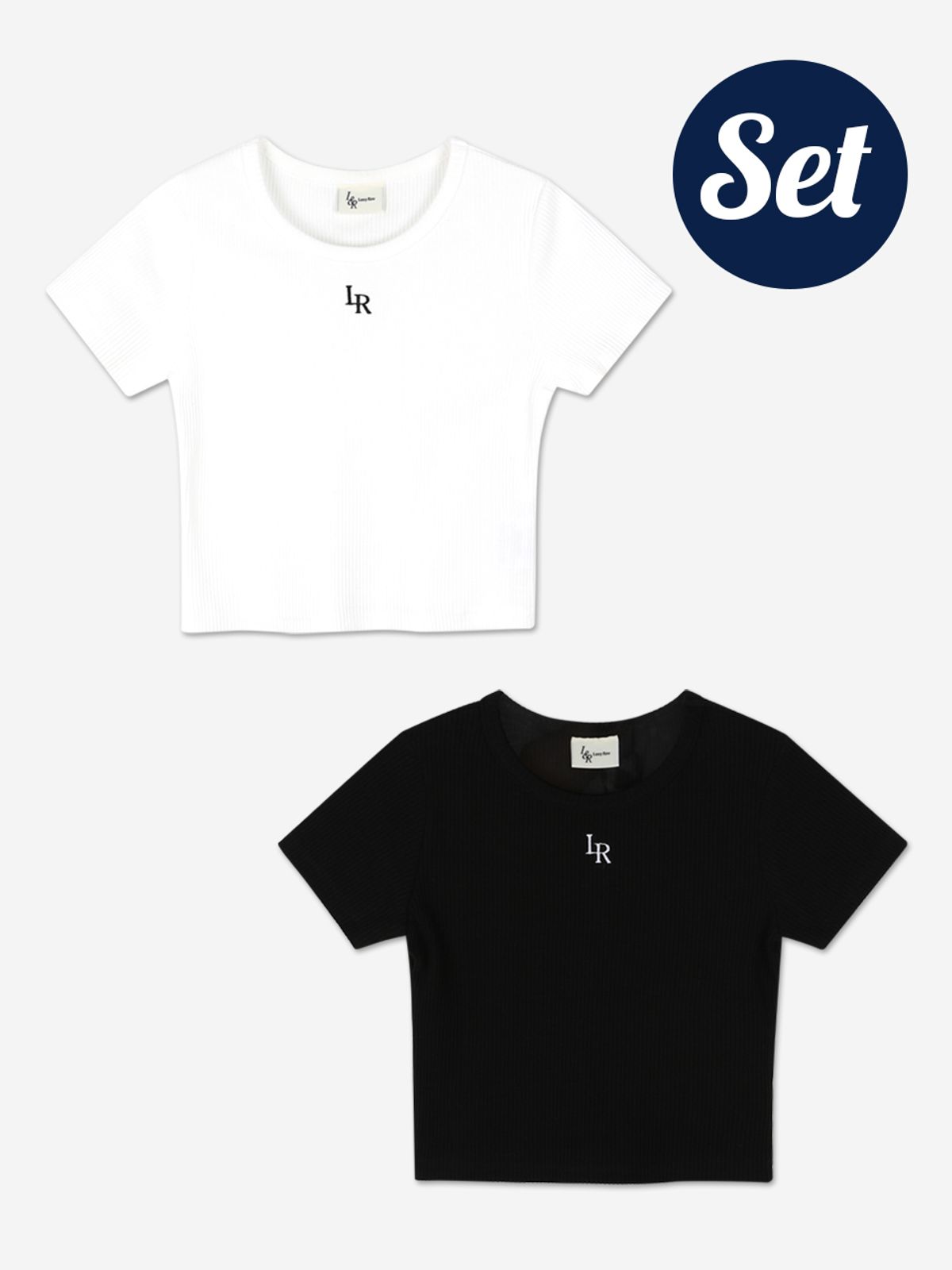 로시로우(LOSSYROW) [SET] Logo Ribbed Crop Half Sleeve T-Shirt