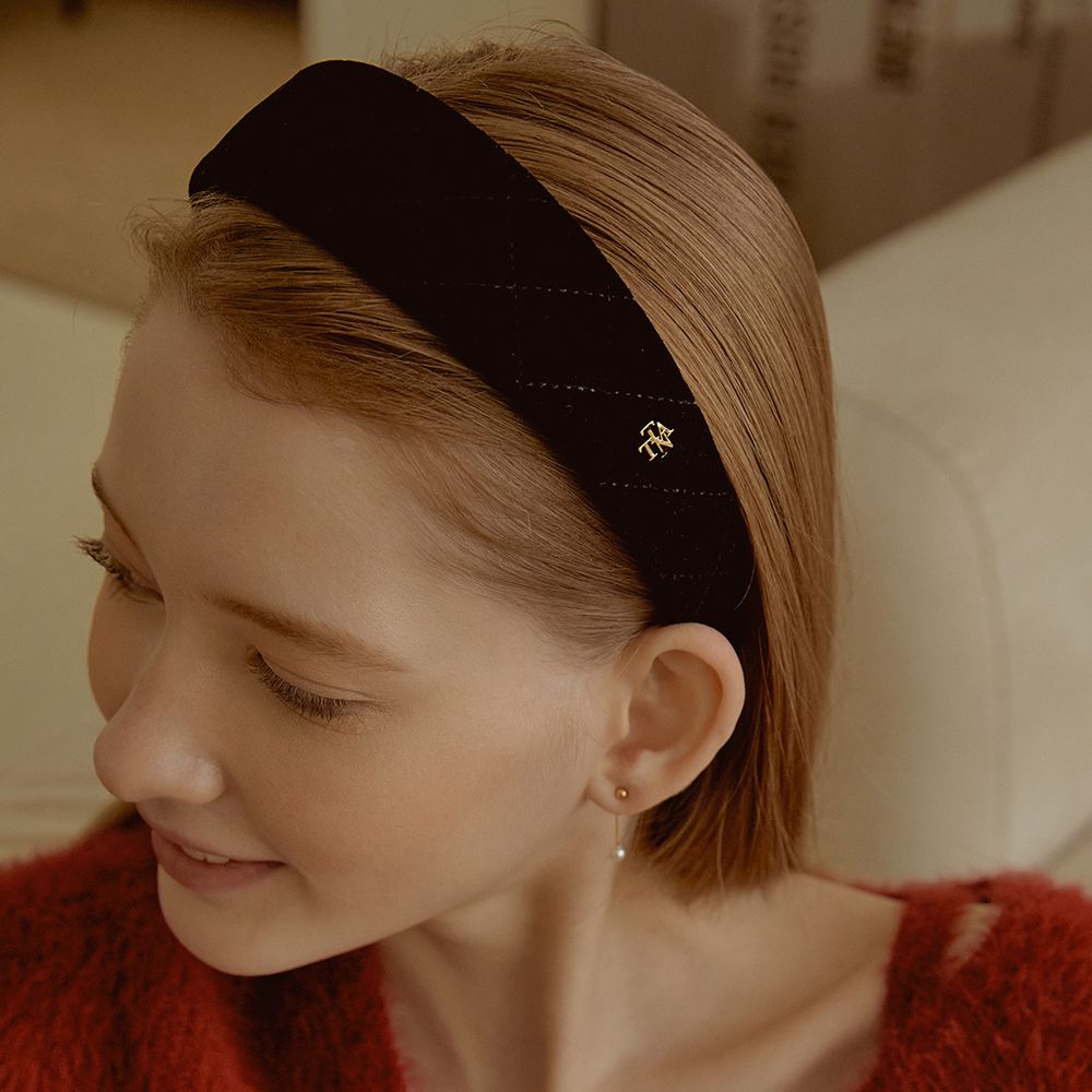☆TATIANA☆ Classic Quilted Velvet Ribbon Hairband HB0104 MUSINSA | TATIANA Classic quilted velvet ribbon hairband_HB0104