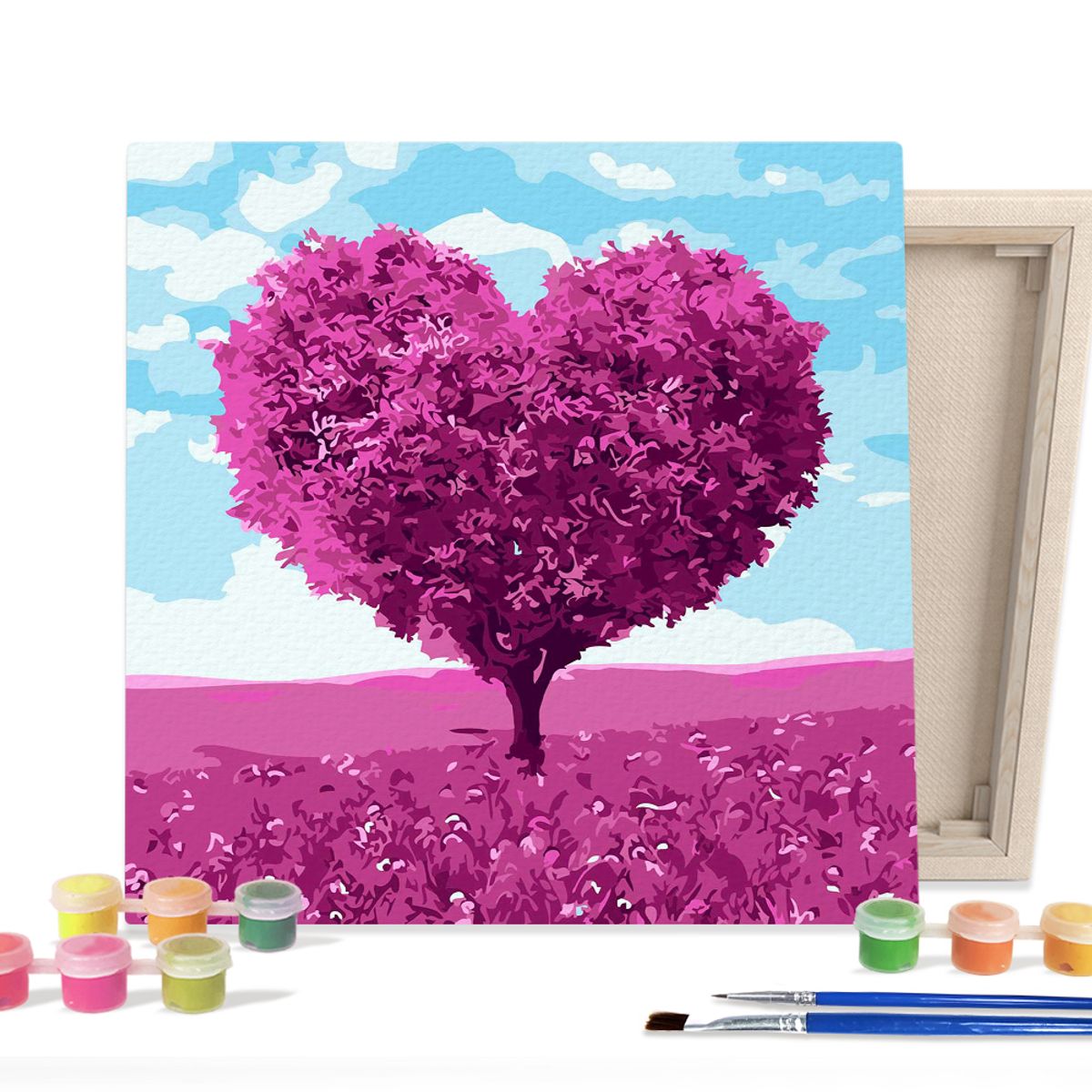 아이러브페인팅(ILOVEPAINTING) DIY캔버스형 그림그리기 25x25cm 핑크하트트리