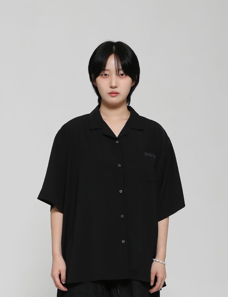 Embroidered HARLEYDAY HAWAIIAN SHIRT [black]