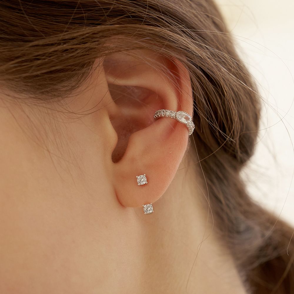 ★TATIANA★ Silver 9252SET Petite Birthstone Ear Jacket Earr MUSINSA | TATIANA [Silver 925][2SET]Petite birthstone ear