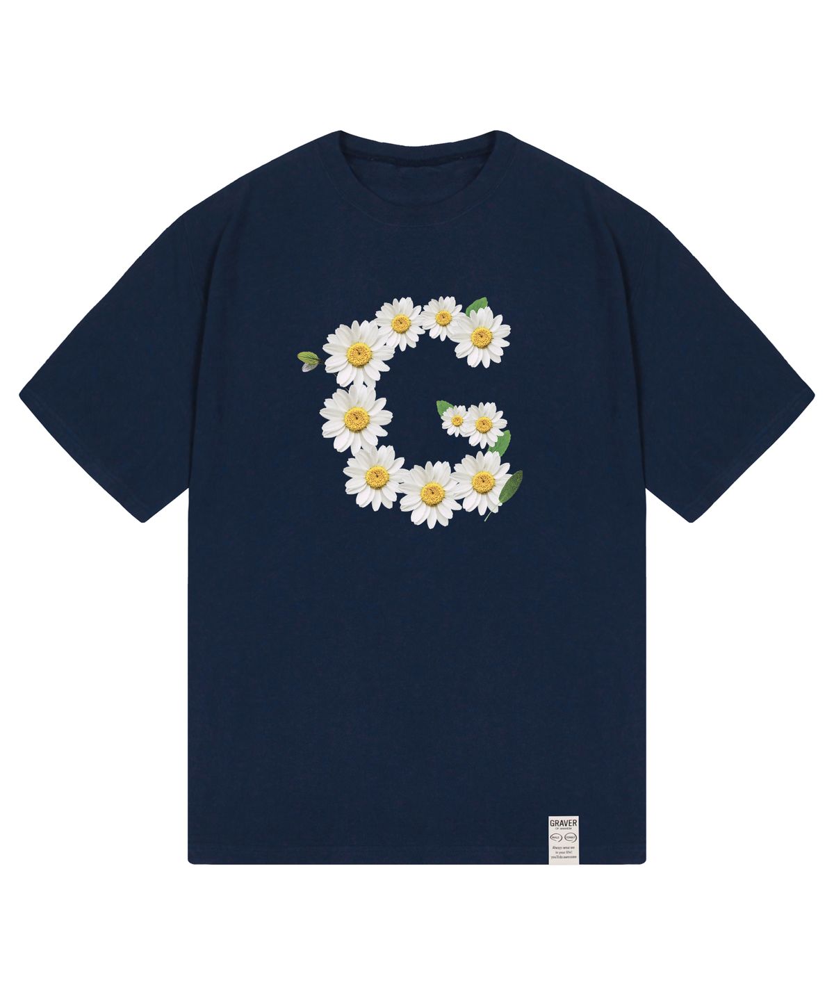 그레이버(GRAVER) [UNISEX]빅 G플라워 스마일 반팔티_네이비