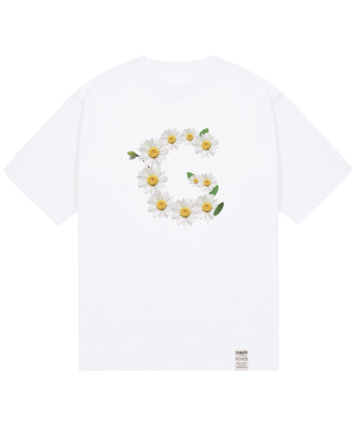 그레이버(GRAVER) [UNISEX]빅 G플라워 스마일 반팔티_화이트