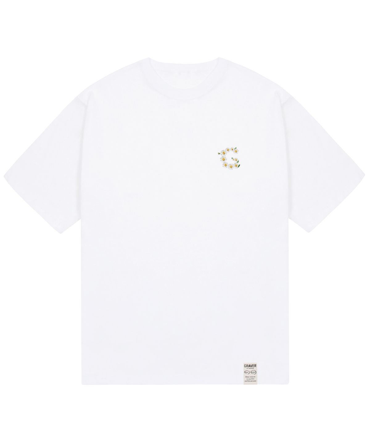 그레이버(GRAVER) [UNISEX]스몰 G플라워 스마일 반팔티_화이트