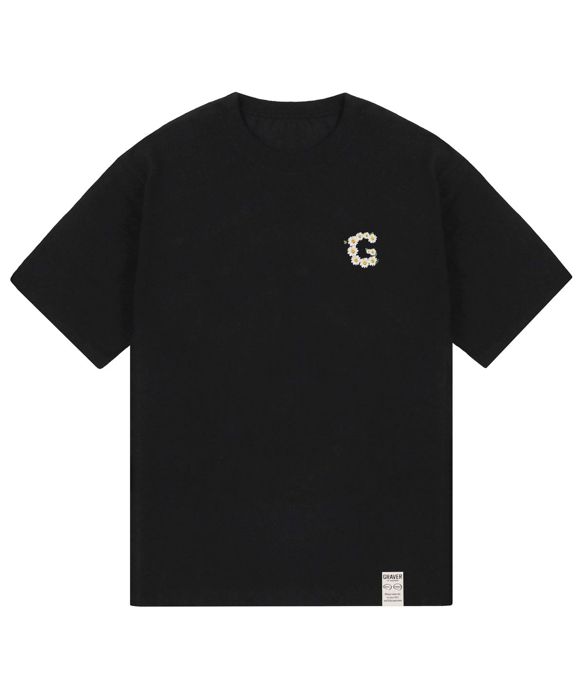 그레이버(GRAVER) [UNISEX]스몰 G플라워 스마일 반팔티_블랙