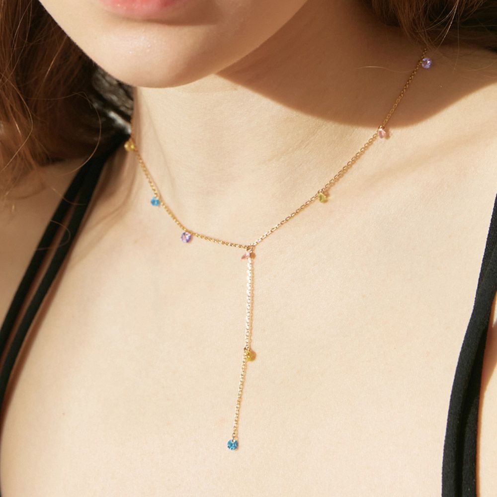 TATIANA☆BRILLLION Y CHAIN NECKLACE MUSINSA | TATIANA [Silver 925] Brilliant pastel mix Y line