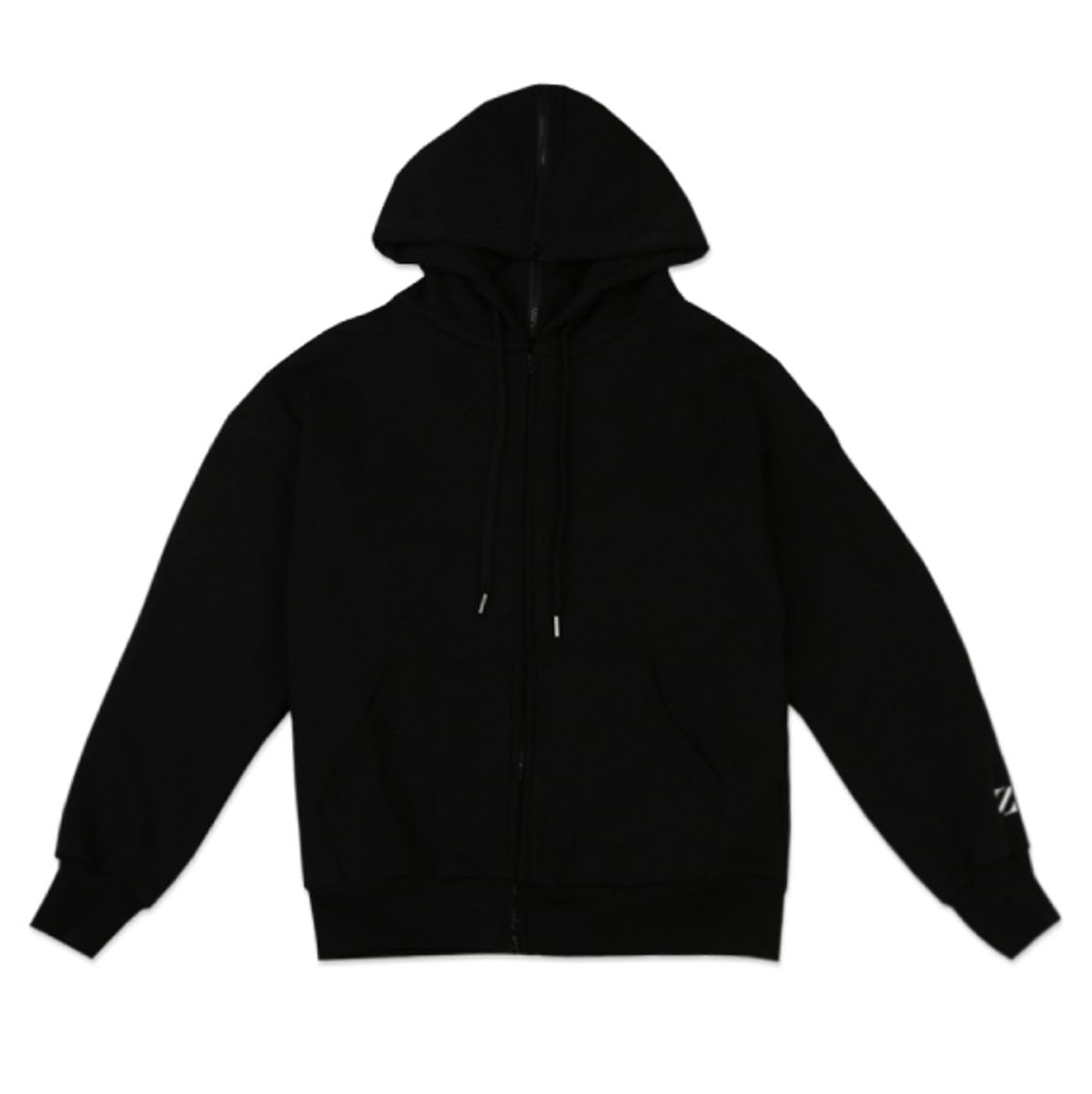 지블랙(ZBLACK) 무지 기모 앞뒤 숏후드집업(Black)