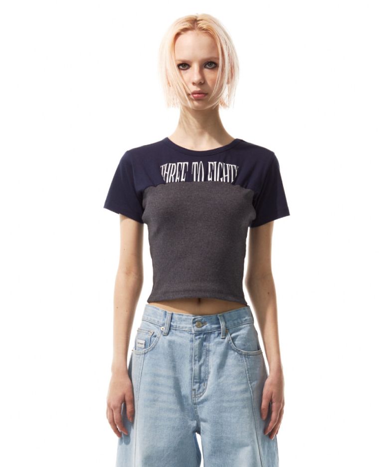 Layered Tube Top T-shirt (Navy)